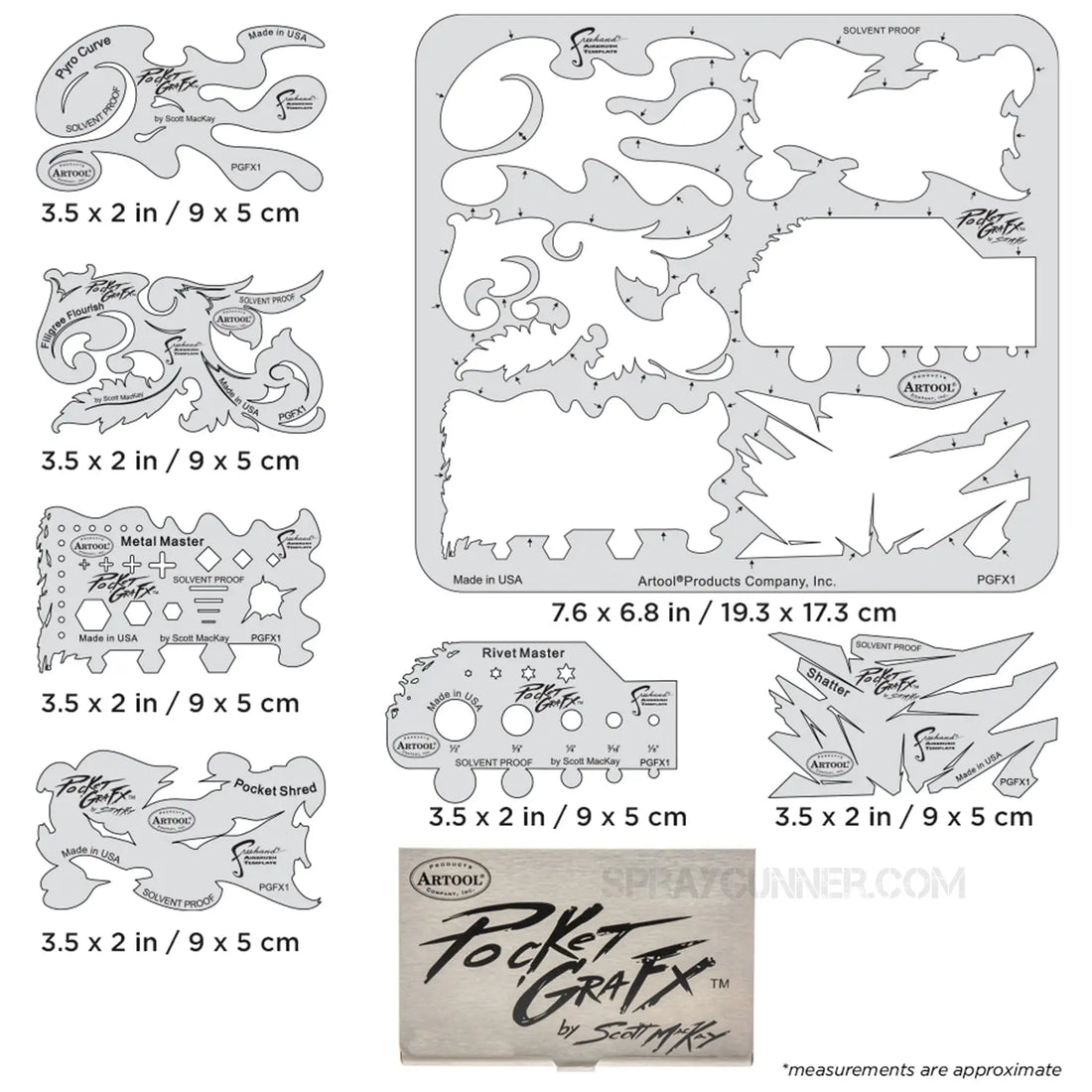 Artool PocketGraFX Freehand Airbrush Template Set by Scott MacKay Artool