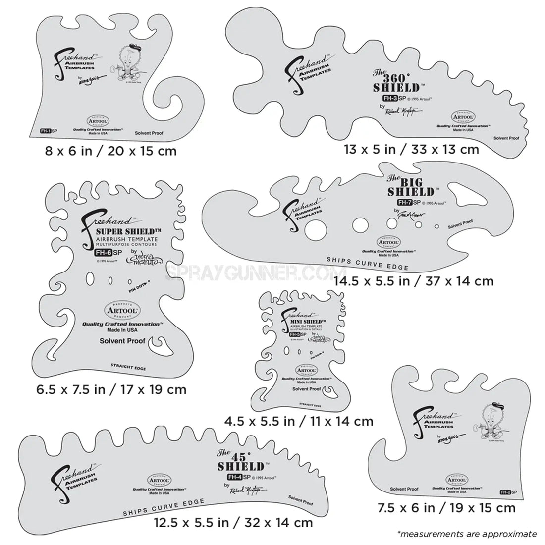 Artool The Essential Seven Set Freehand Airbrush Template Artool
