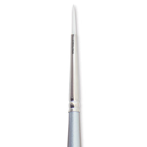 Silver White Synthetic Round Brush with Short Handle, Size 2