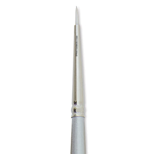 Silver White Synthetic Round Brush with Short Handle, Size 5/0