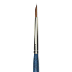 Close-up of Silver Brush BelleAqua Round Short Handle Brush Size 6, showcasing fine bristles and durable ferrule for smooth paint application.