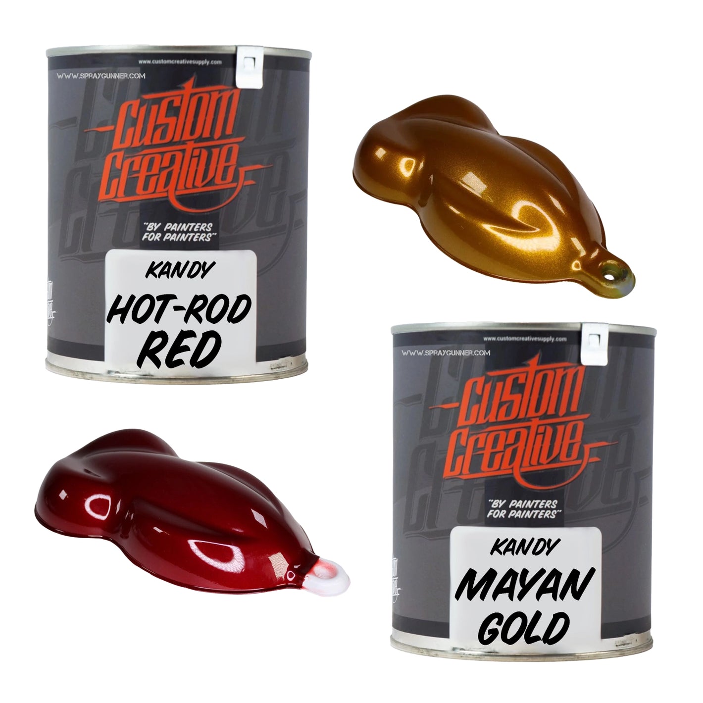 BLACK FRIDAY SPECIAL! Custom Creative Paints: Gold & Hot-Rod Red Set 1 liter (33.8oz)