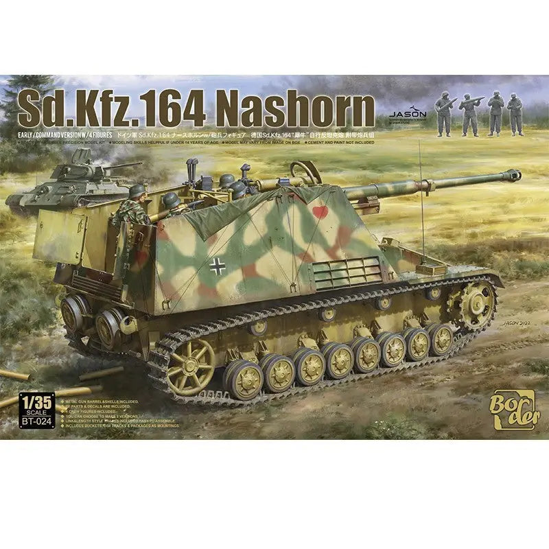 Border Models 1/35 Sd.Kfz. 164 Nashorn Early/Command Version with 4 Figures Model Kit - SprayGunner