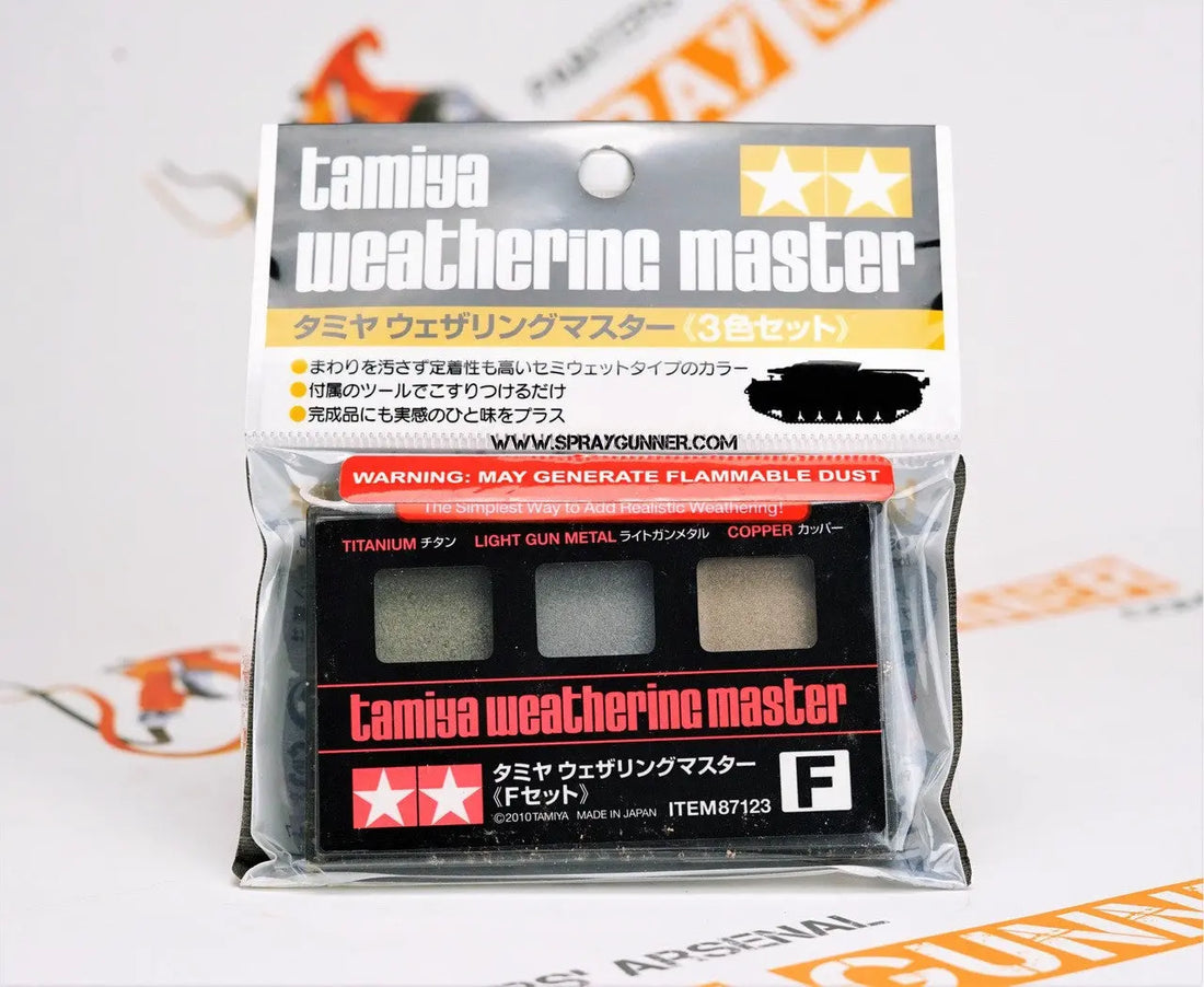 Tamiya Weathering Master: Set F (Titanium/Light Gun Metal/Copper) - SprayGunner