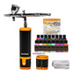 Cordless airbrush battery powered compressor with airbrush kit + Chromaair Pastel Paint Set NO-NAME brand