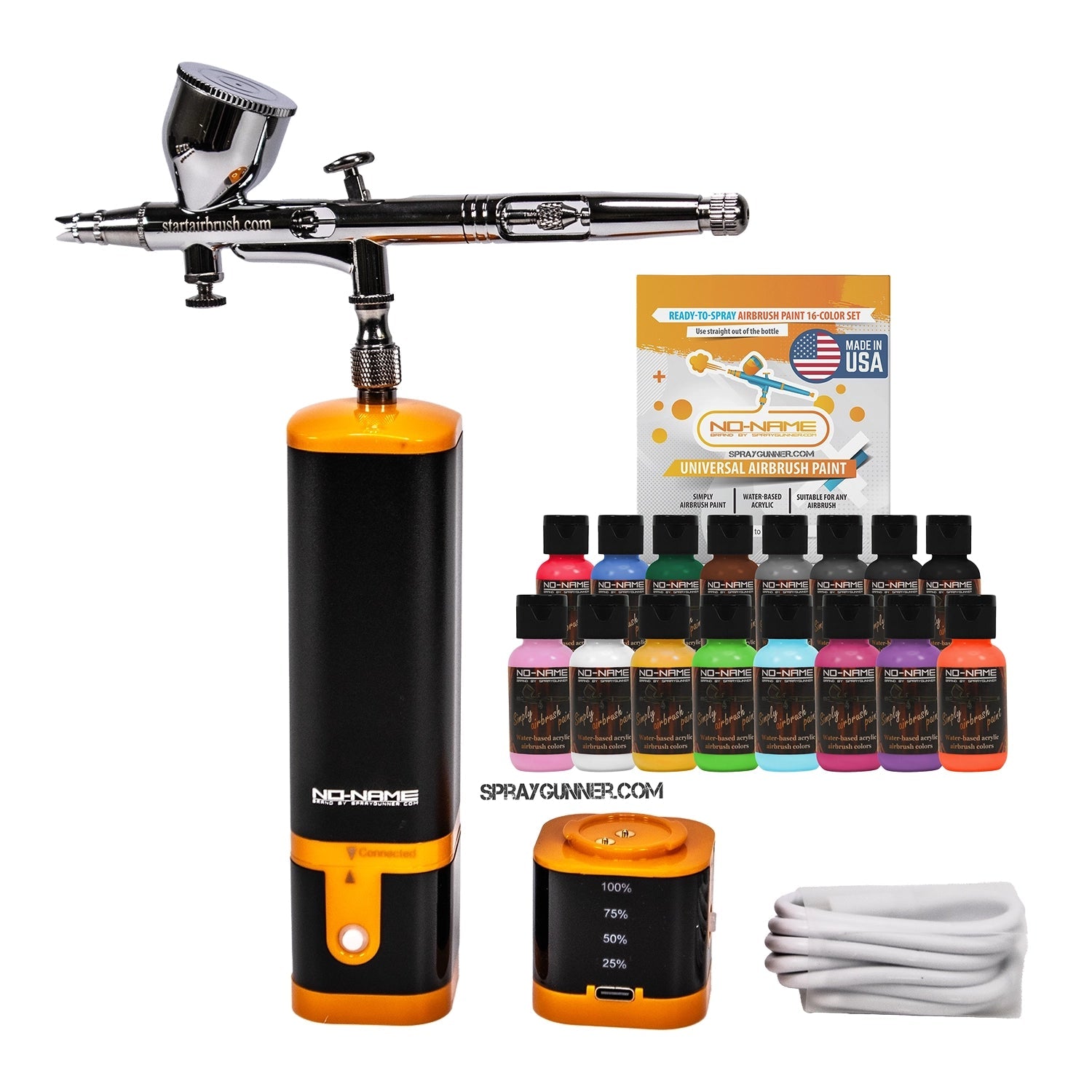 Cordless airbrush battery powered compressor with airbrush kit + Chromaair Pastel Paint Set NO-NAME brand