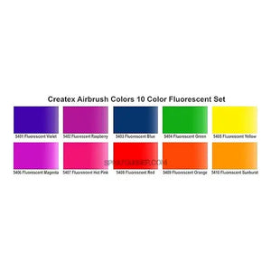 Createx Airbrush Colors Fluorescent set 10 pcs Createx