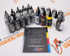 Createx Illustration Colors Air, Oil and Lead Grisaille Grey Master Set - SprayGunner