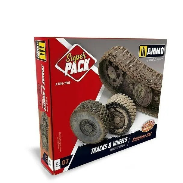 Discounted AMMO by MIG Weathering Sets TRACKS & WHEELS SUPER PACK - SprayGunner