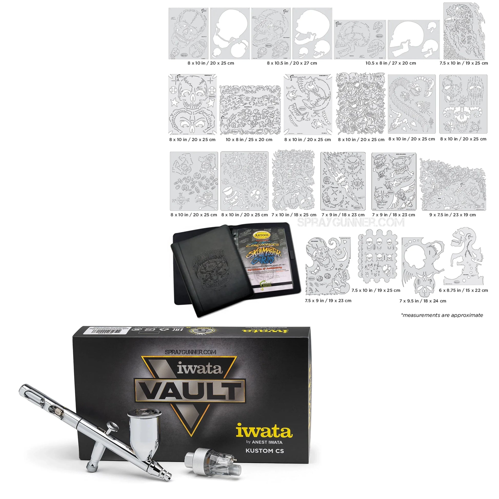 IWATA Vault Kustom CS + Artool Skullduggery Freehand Stencil Combo Pac