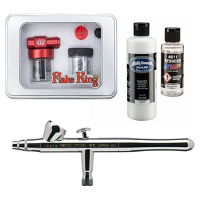 Flake King 500 Dry Metal Flake Airbrush Kit – Iwata Revolution Airbrush + Clearcoat/Sealer/Intercoat Options