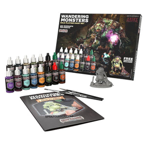 For RPG landscape creation, THE ARMY PAINTER: GameMaster Wandering Monsters Role-playing Paint Set comes with 15 acrylic paints, brushes, and a monster miniature.