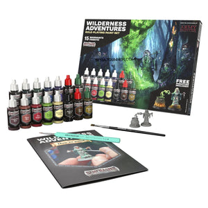 15 acrylic paints, brushes, and miniatures for role-playing games and Warhammer models are included in THE ARMY PAINTER: Wilderness Adventure Role-playing Paint Set Combo.