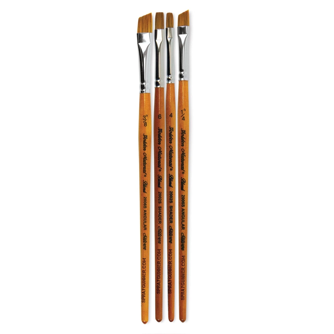 Silver Brush Golden Natural Short Handle Brush Set of 4