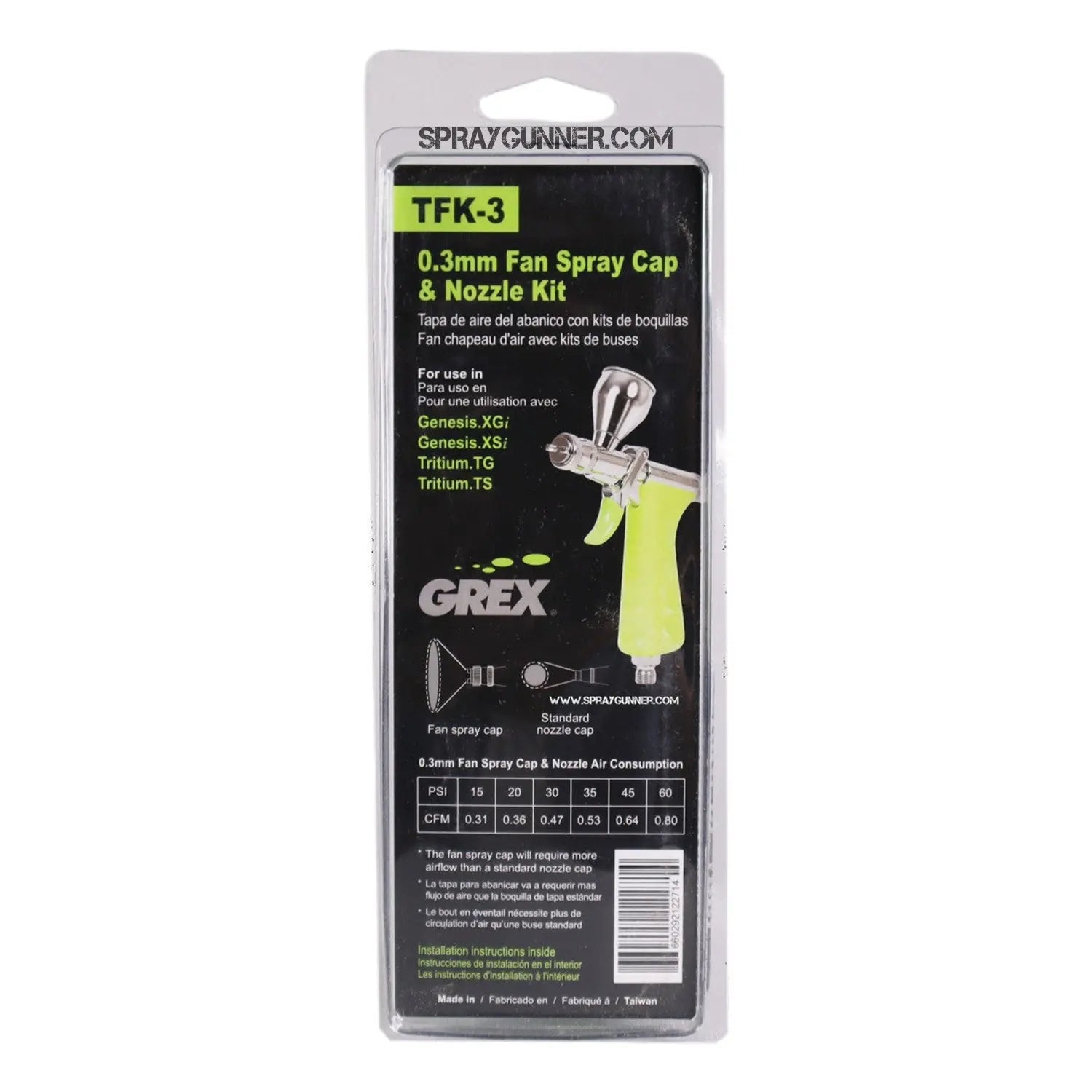 Grex 0.3mm Fan Spray Cap & Nozzle Kit Grex Airbrush