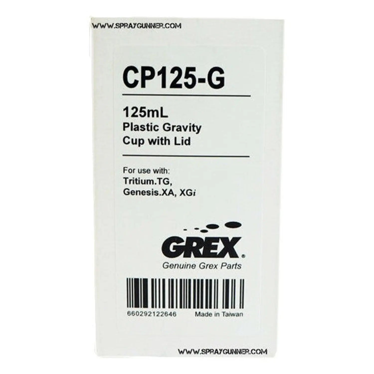 Used Grex CP125-G Plastic Gravity Cup with Lid - SprayGunner