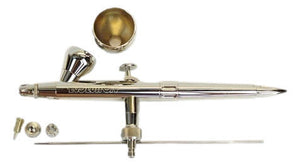 Airbrush Harder & Steenbeck EVOLUTION Silverline 2 in 1 with dual-action design and chrome finish, ideal for precision painting and hobby use.