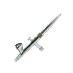 Harder & Steenbeck EVOLUTION 2 in 1 dual-function airbrush with chrome finish and precision nozzle for professional paint applications.