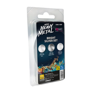 IONIC Real Heavy Metal Colors: Bright Silver Paint Set (3x20ml)