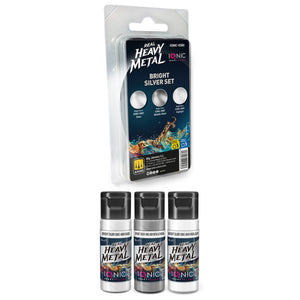 IONIC Real Heavy Metal Colors: Bright Silver Paint Set (3x20ml)