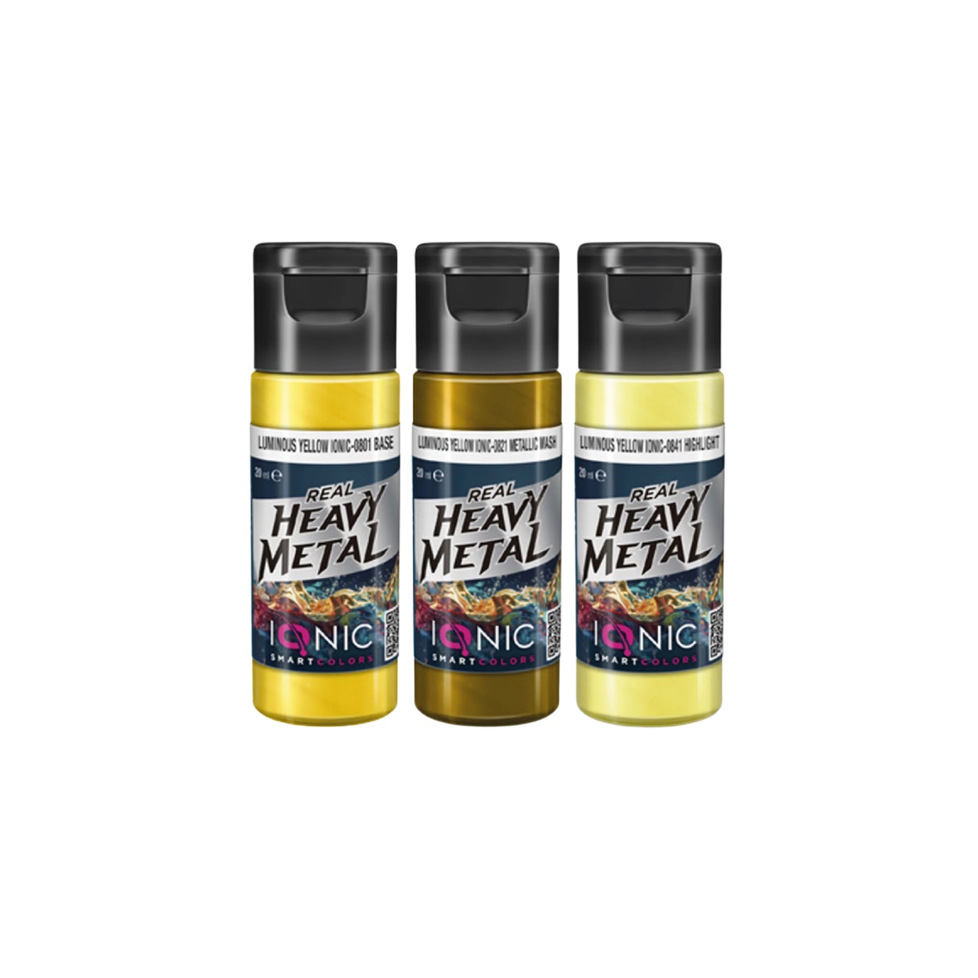 IONIC Real Heavy Metal Colors: Luminous Yellow Paint Set (3x20ml)
