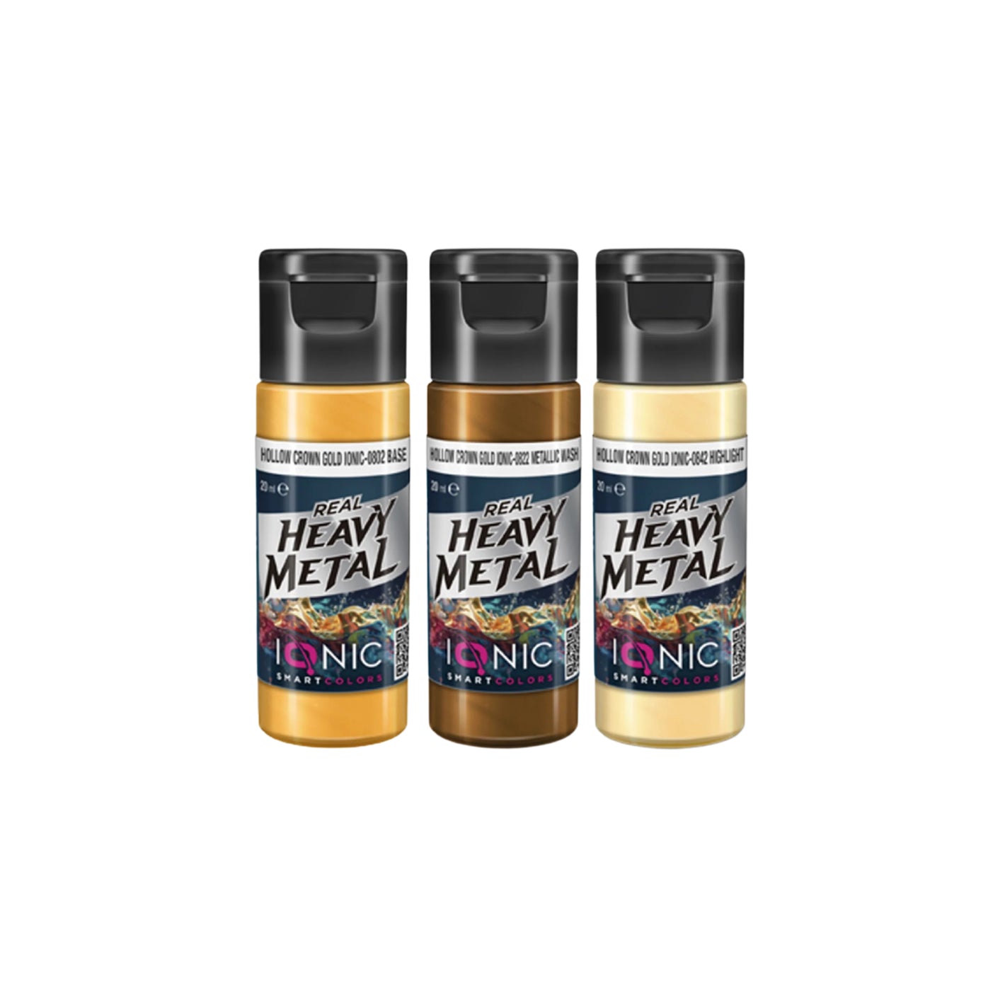 IONIC Real Heavy Metal Colors: Hollow Crown Gold Paint Set (3x20ml)