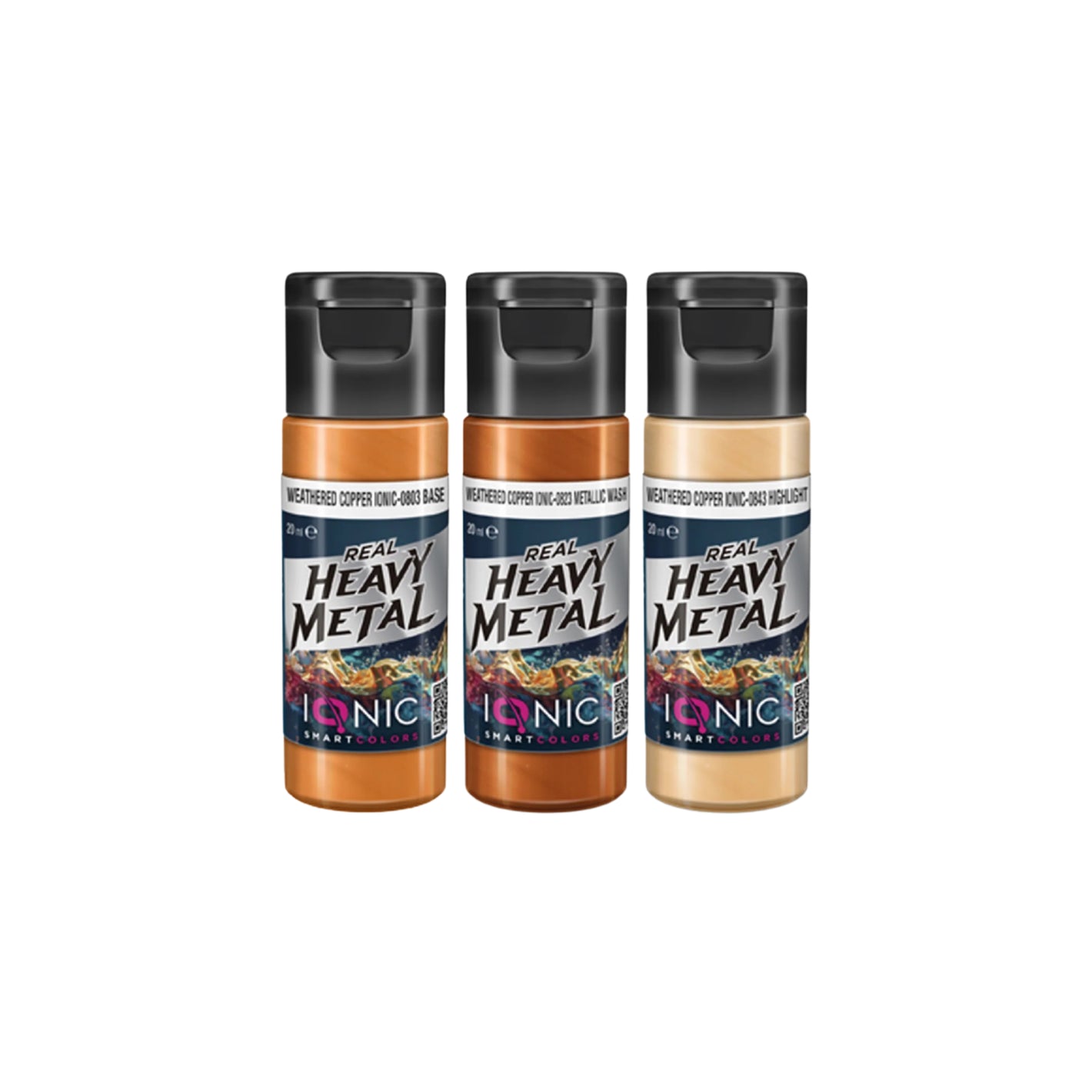 IONIC Real Heavy Metal Colors: Weathered Copper Paint Set (3x20ml)
