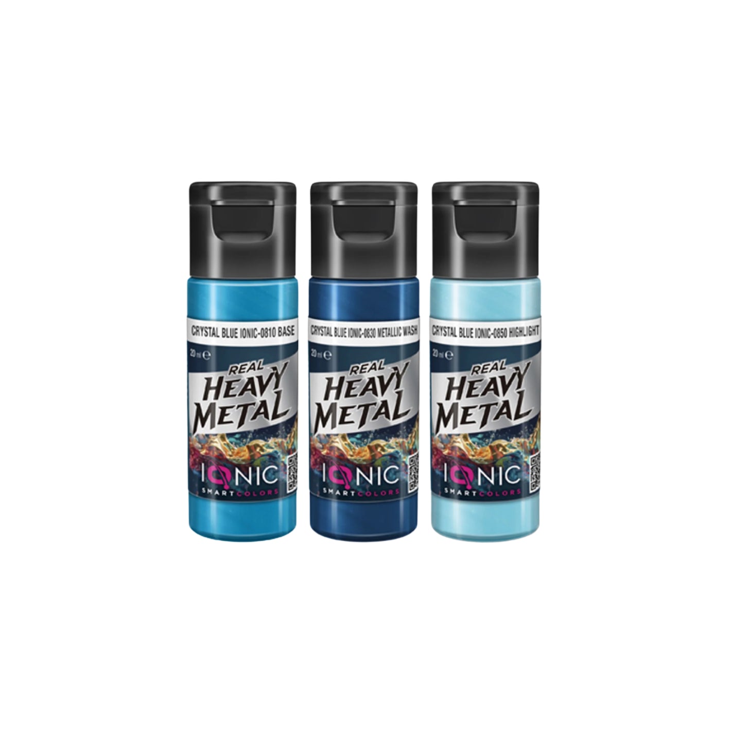 IONIC Real Heavy Metal Colors: Crystal Blue Paint Set (3x20ml)