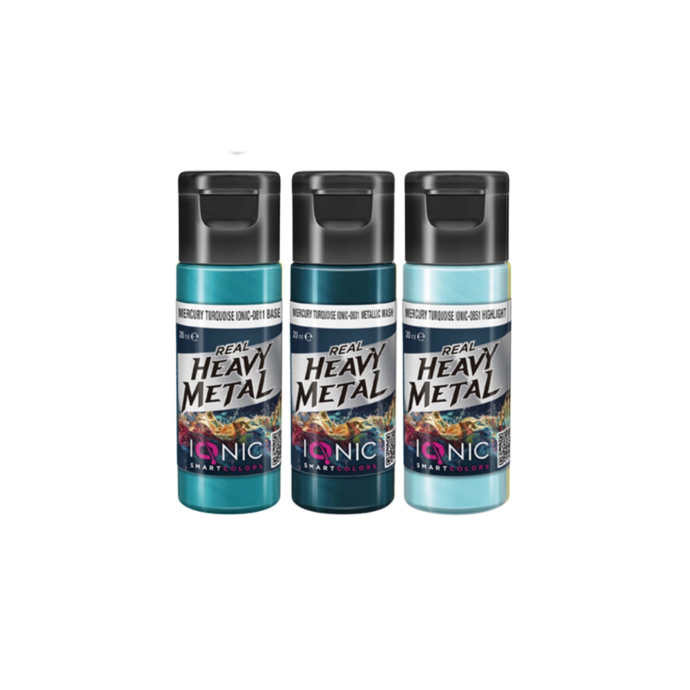 IONIC Real Heavy Metal Colors: Mercury Turquoise Paint Set (3x20ml)