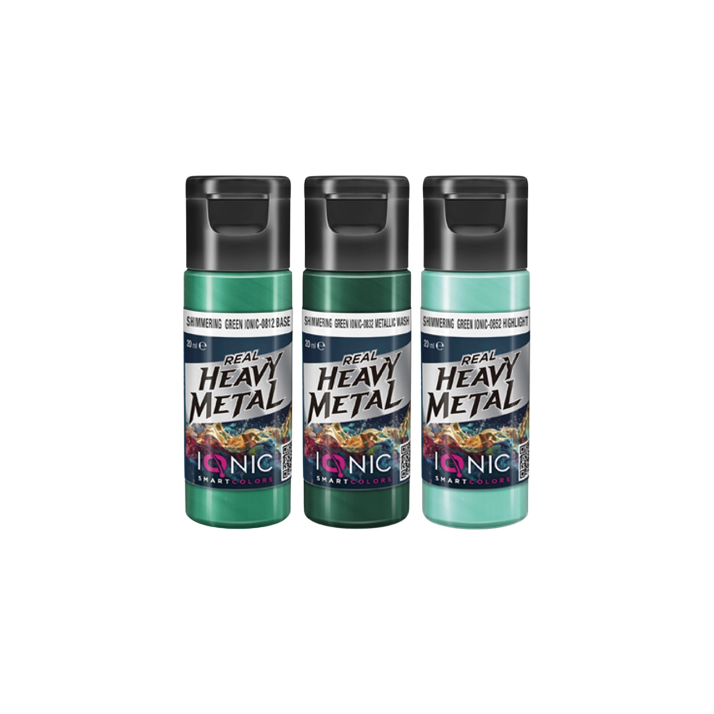 IONIC Real Heavy Metal Colors: Shimmering Green Paint Set (3x20ml)