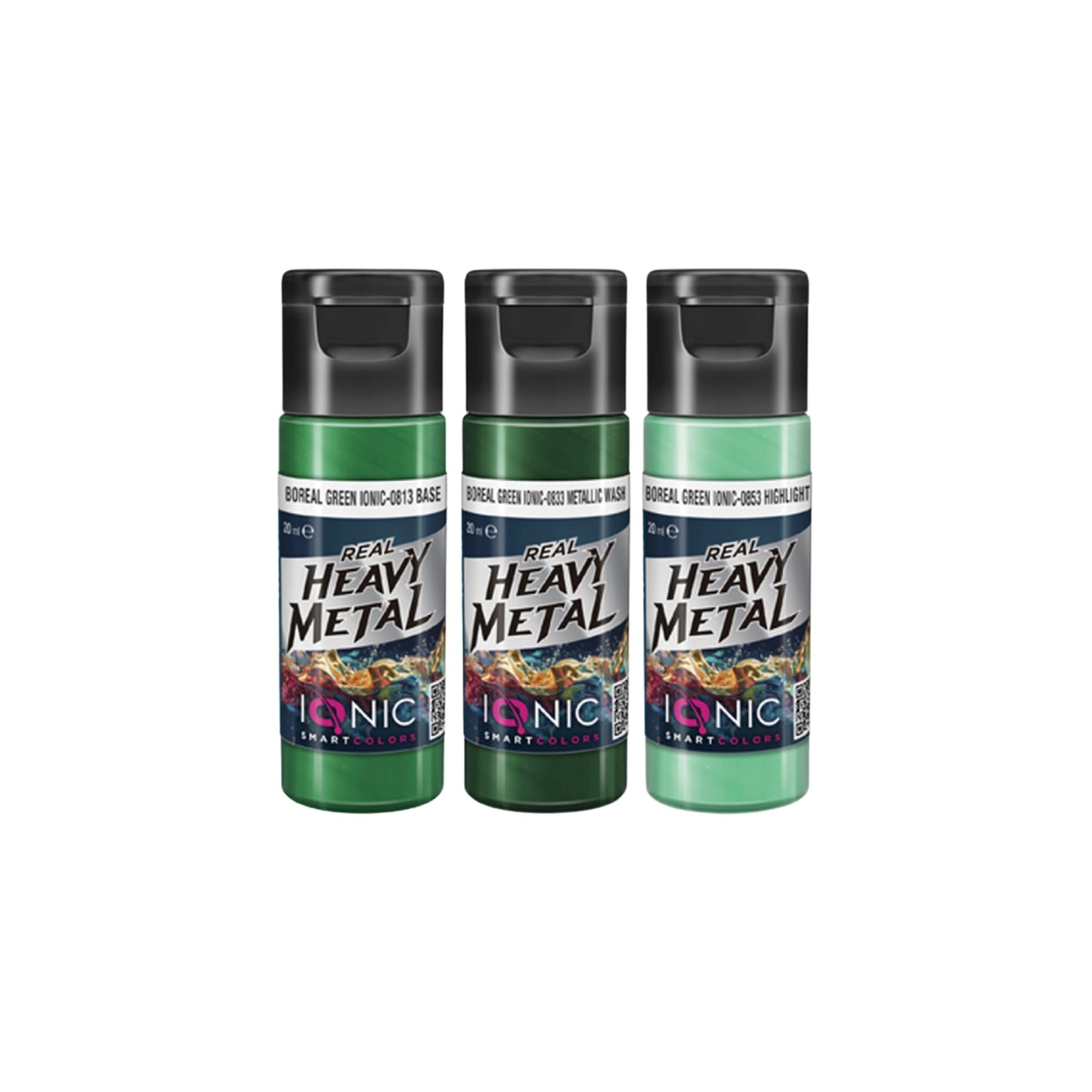 IONIC Real Heavy Metal Colors: Boreal Green Paint Set (3x20ml)