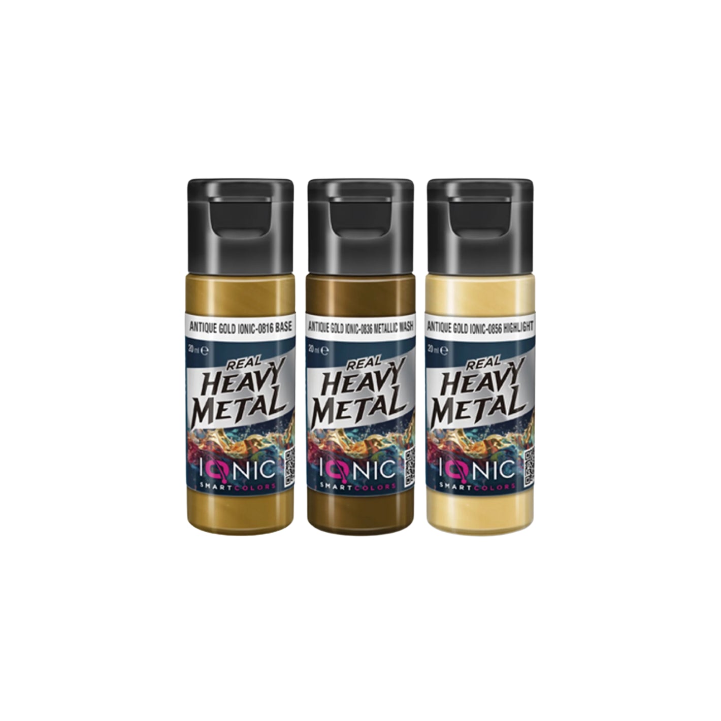 IONIC Real Heavy Metal Colors: Antique Gold Paint Set (3x20ml)