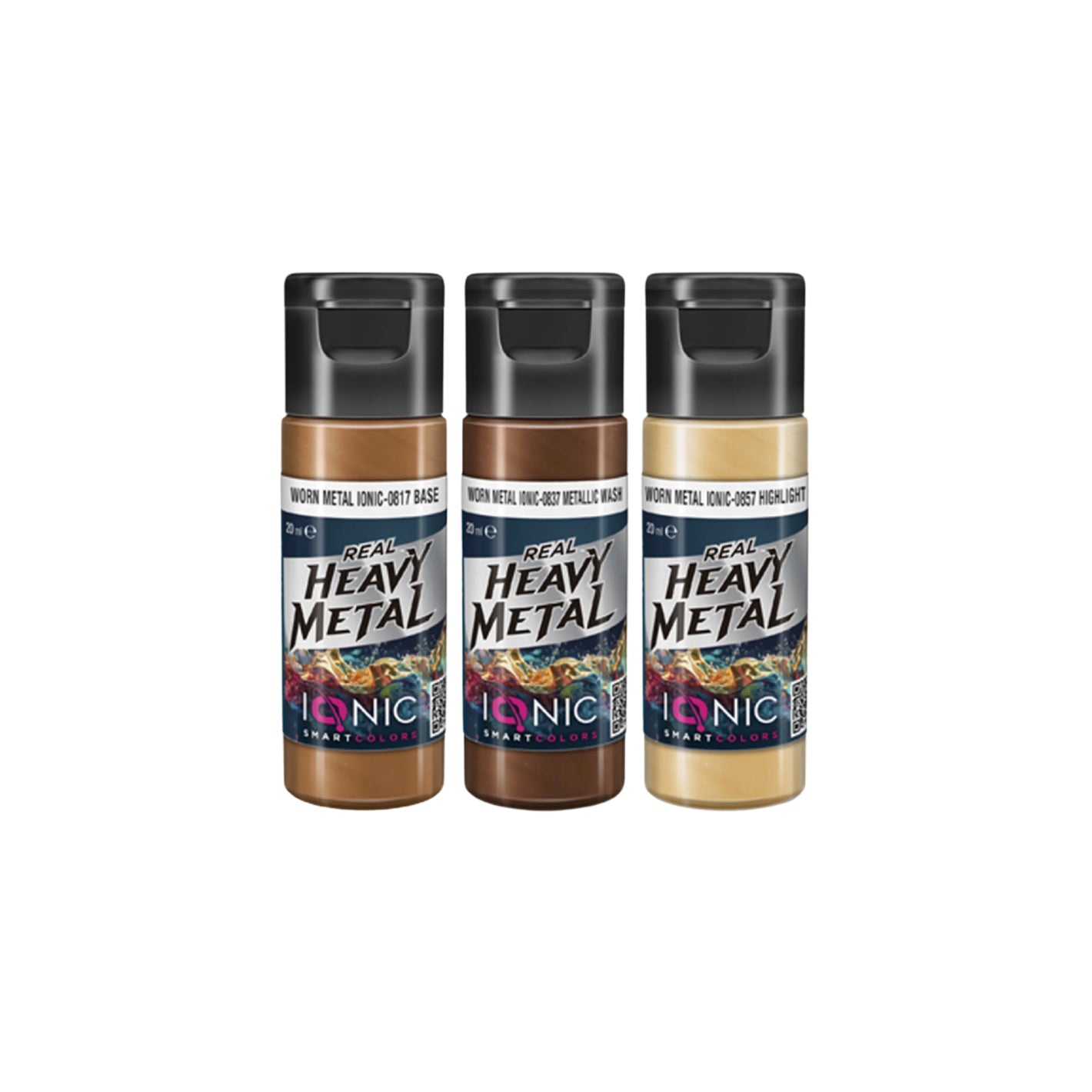 IONIC Real Heavy Metal Colors: Worn Metal Paint Set (3x20ml)