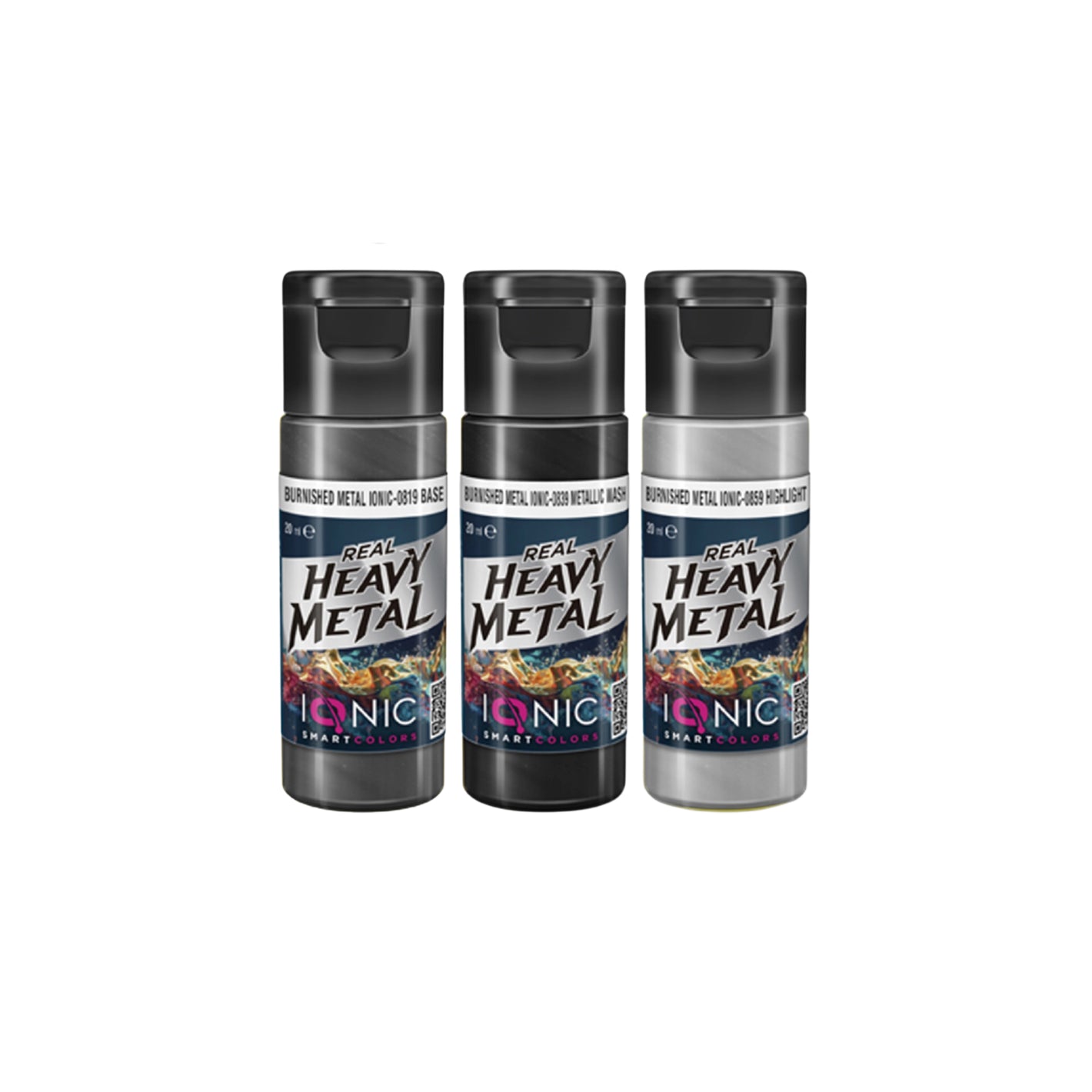 IONIC Real Heavy Metal Colors: Burnished Metal Paint Set (3x20ml)