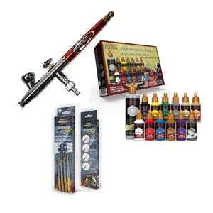 Warpaints Air Starter Set Special Hobbyist Bundle with Infinity airbrush, AMMO brush set, and pro-grade paints for Warhammer and miniature painting.