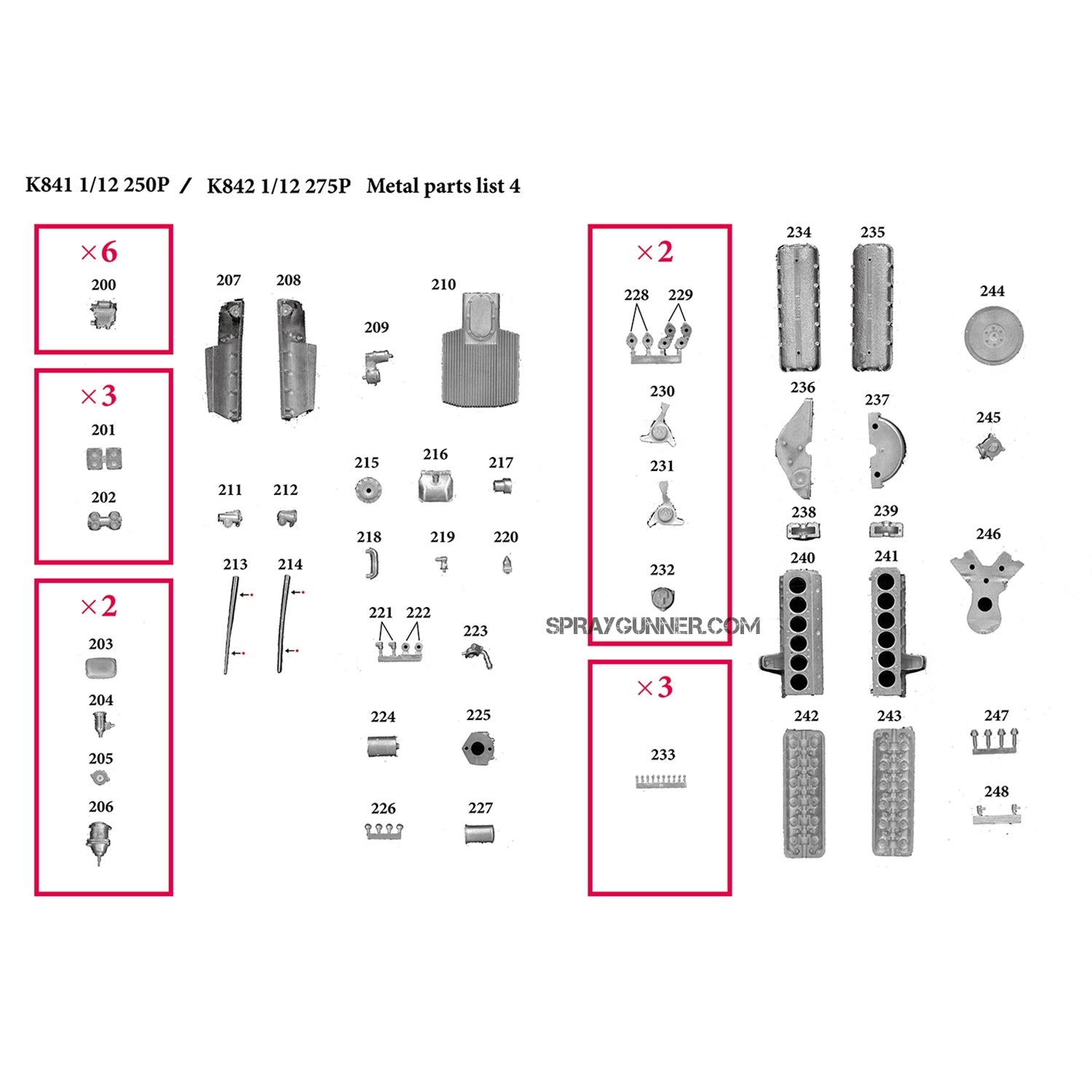 MODEL FACTORY HIRO: 1/12scale Fulldetail Kit : 250P / 275P - SprayGunner