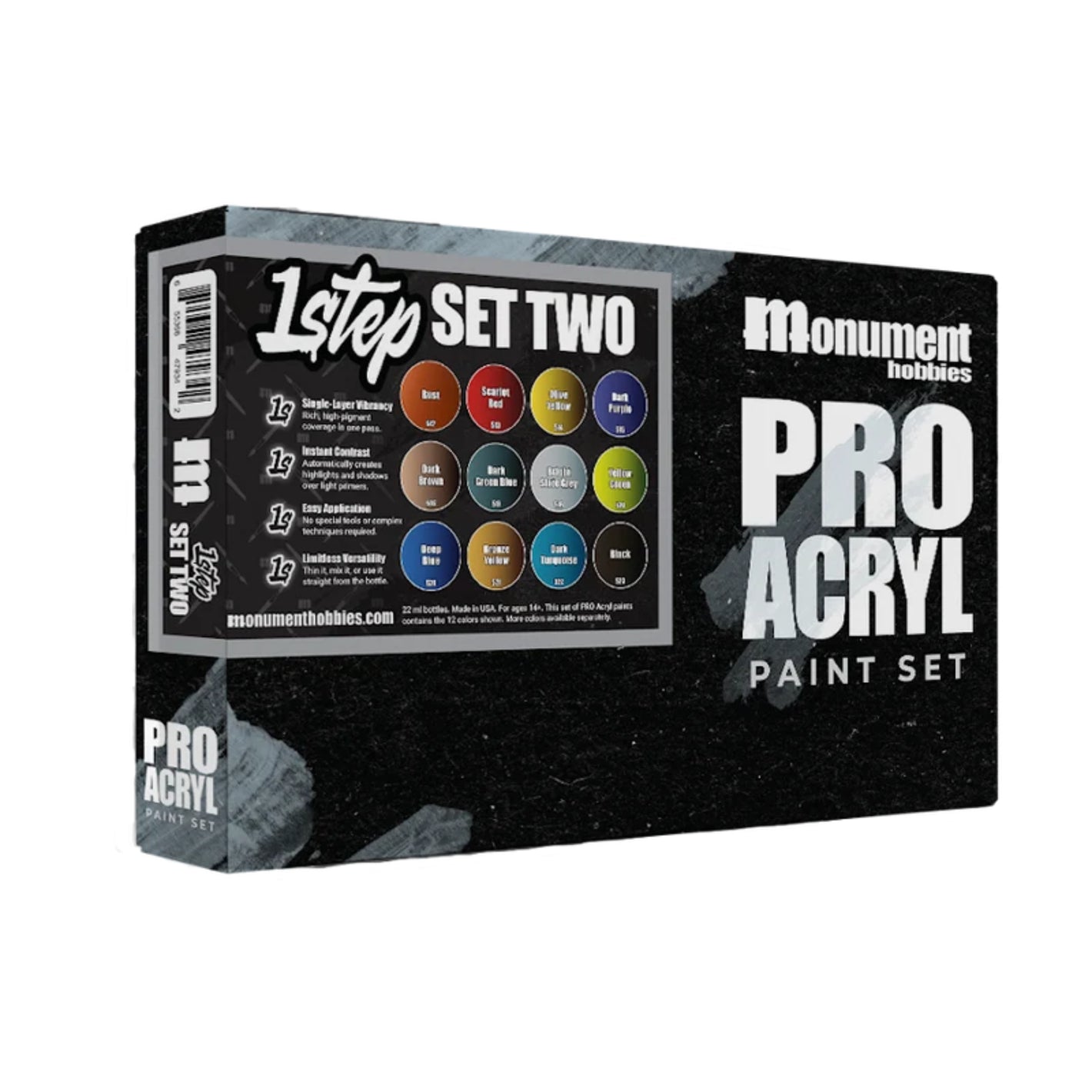 Monument Hobbies PRO Acryl 1-Step Set #2 – 12 Color Paint Set