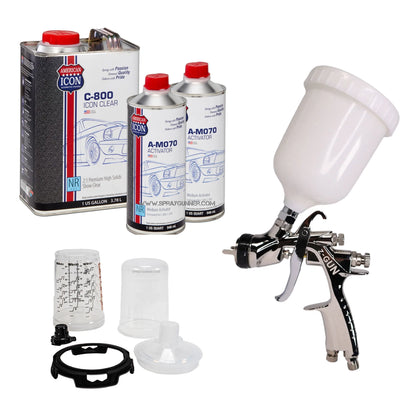 American ICON C-800 2K Clear Coat Professional Kit + Z-GUN and Cups