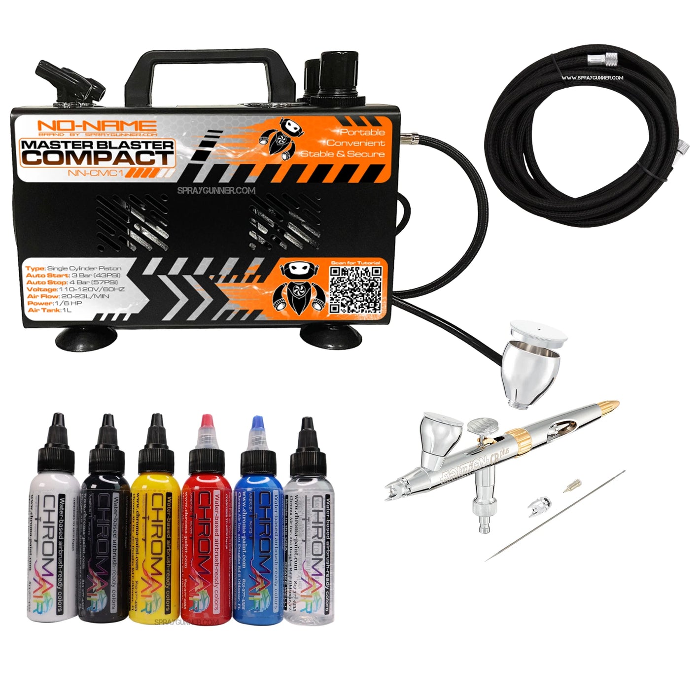 NO-NAME Brand Master Blaster Compact + EVOLUTION 2024 2in1 Premium Airbrush Set