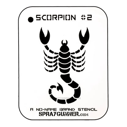 NO-NAME Brand Scorpion Stencil #2 features a bold, symmetrical scorpion design ideal for airbrushing and body art projects. Durable and reusable for hobby use.