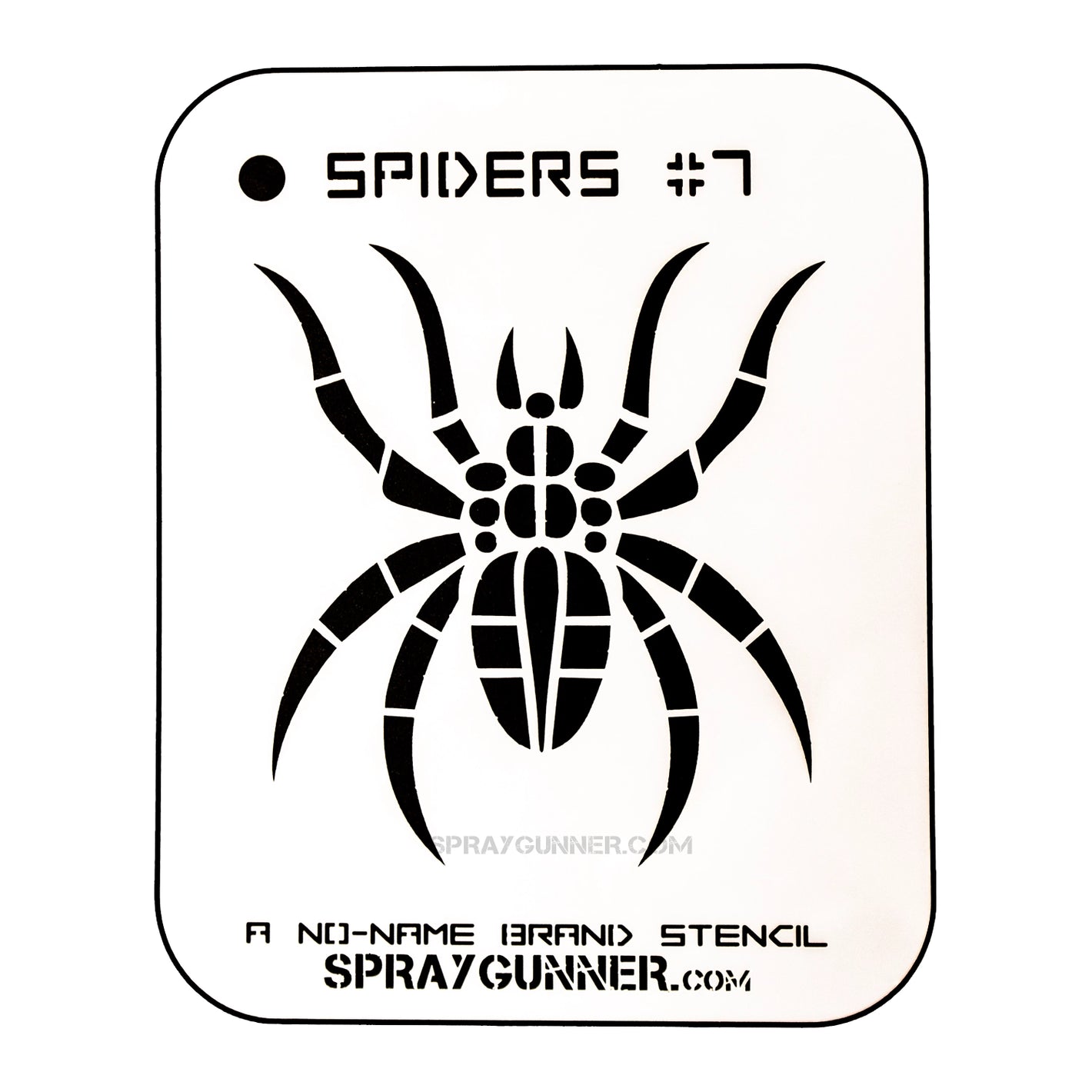NO-NAME Brand Spiders Stencil #7 features a detailed spider design for precision craft and airbrush stencil projects. Ideal for hobby and cosplay use.