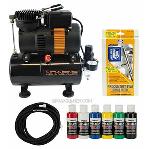 NO-NAME Tooty Air Compressor PS-266 Airbrush with 3m Hose and Opaque Createx Airbrush Colors Set NO-NAME brand