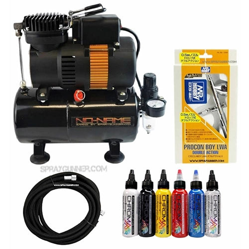 NO-NAME Tooty Air Compressor PS-266 Airbrush with 3m Hose and ChromaAir Primary Set NO-NAME brand