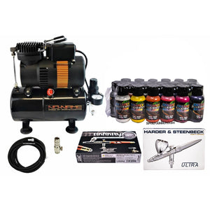 NO-NAME Tooty Air compressor + 2 Harder and Steenbeck airbrushes - SprayGunner