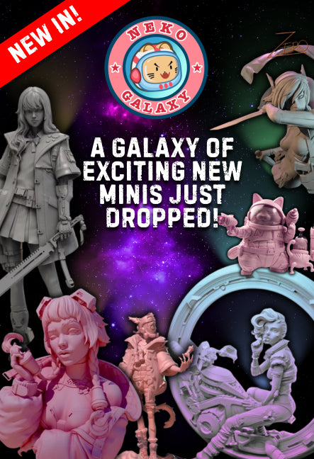 Neko Galaxy Miniatures collection banner - Sci-Fi and Fantasy resin figures