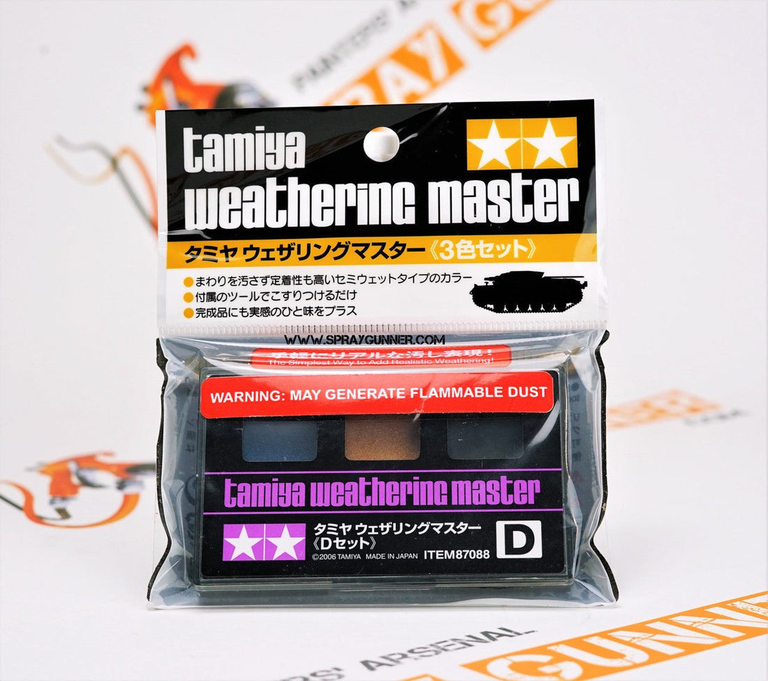 Tamiya Weathering Master: Set D (Burnt Blue/Burnt Red/Oil Stain) - SprayGunner