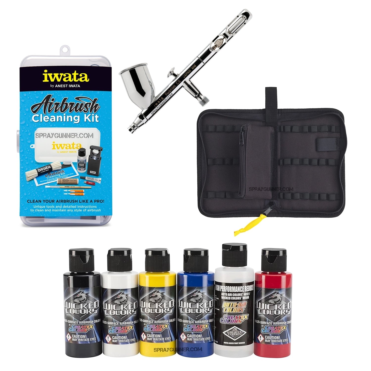 Open Box IWATA VAULT KUSTOM CS Gravity Feed Dual Action Airbrush Iwata