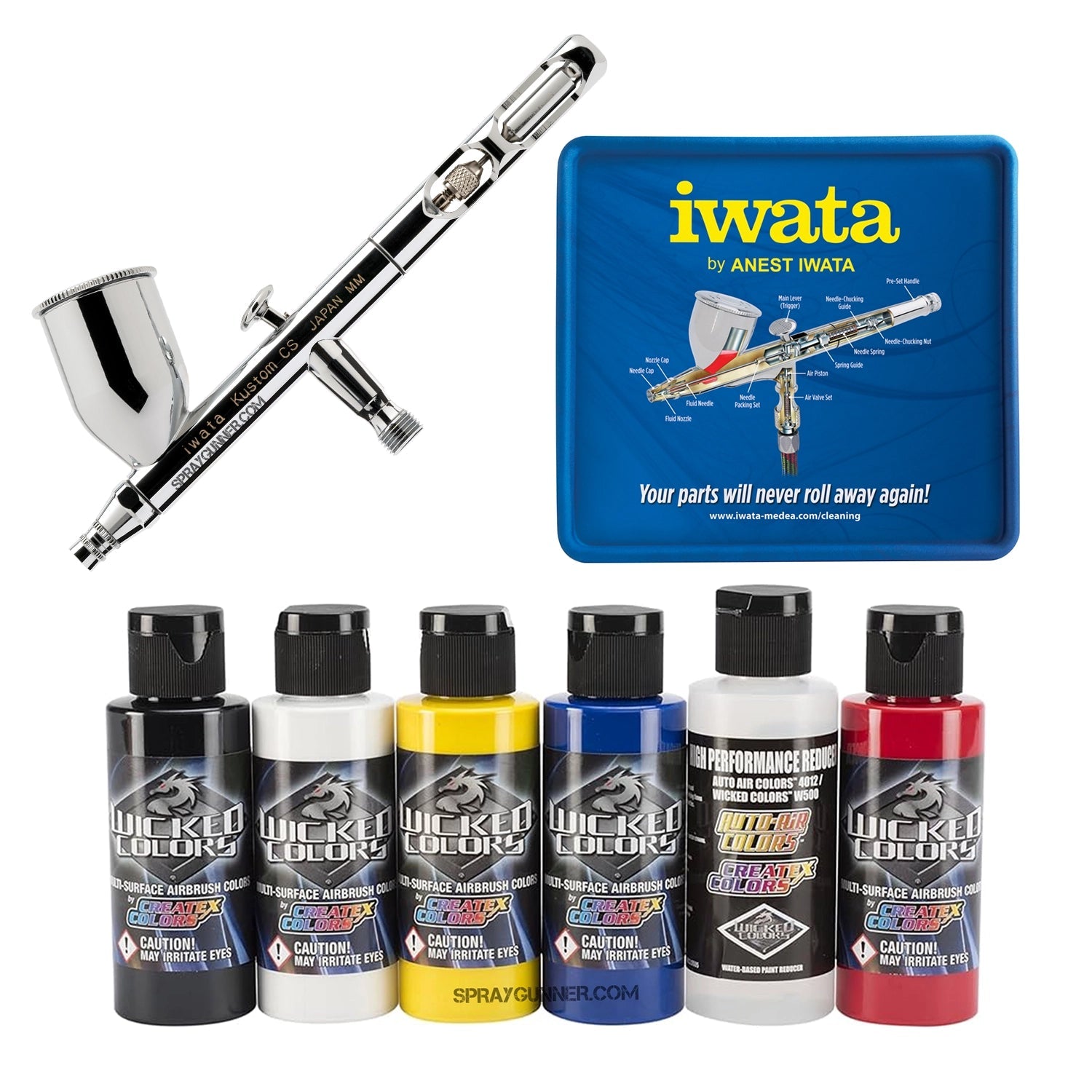 Open Box IWATA VAULT KUSTOM CS Gravity Feed Dual Action Airbrush Iwata