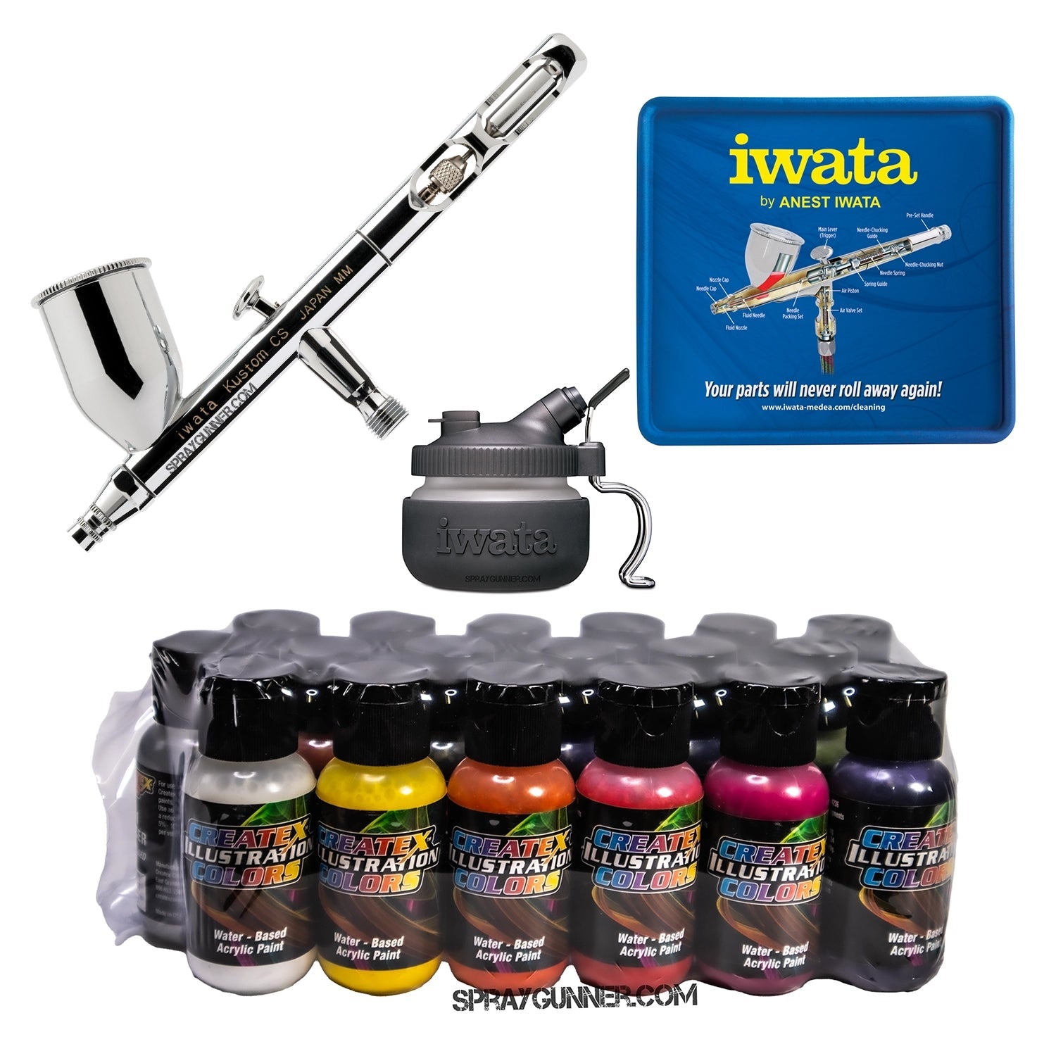 Open Box IWATA VAULT KUSTOM CS Gravity Feed Dual Action Airbrush Iwata