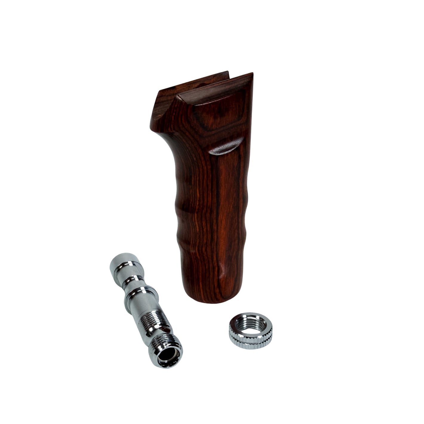 GSI Creos Mr. Hobby PS292 real wood pistol grip with chrome adapter parts for trigger type airbrushes